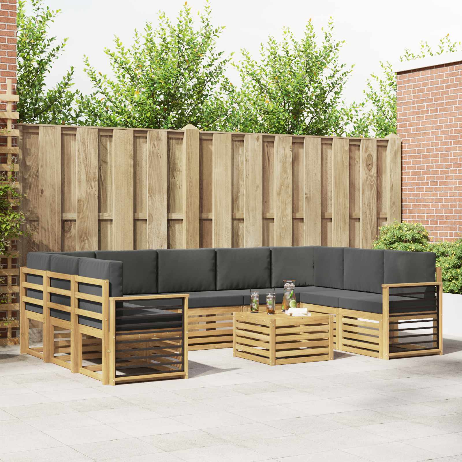 Set vanjskih sofa 8 pcs Bijela i Antracit 59 x 59 x 37 cm