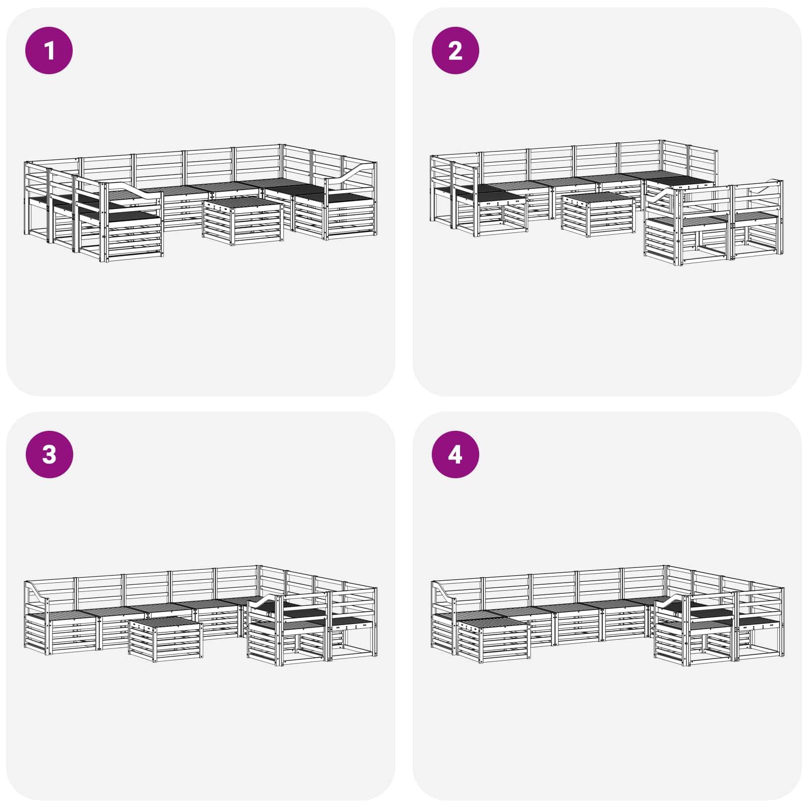 Set vanjskih sofa 10 pcs Bijela 59 x 59 x 37 cm