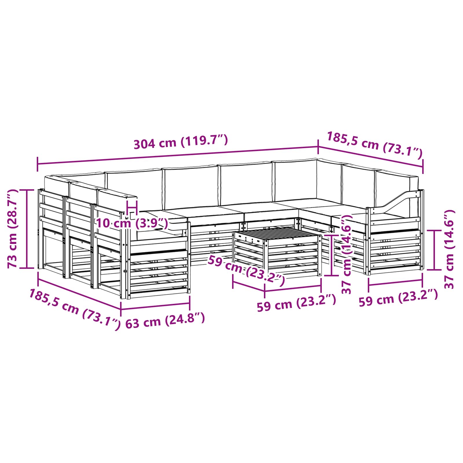 Set vanjskih sofa 10 kom.