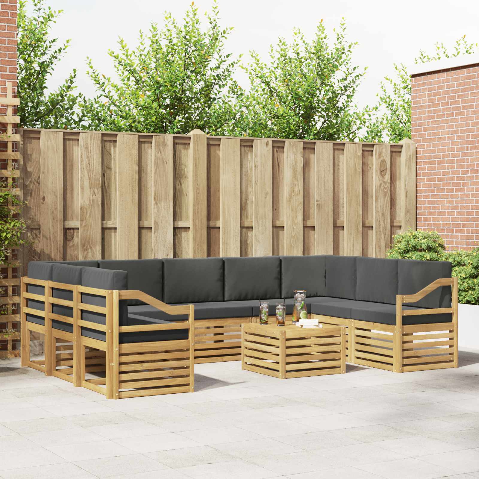 Set vanjskih sofa 8 pcs Bijela i Antracit 59 x 59 x 37 cm