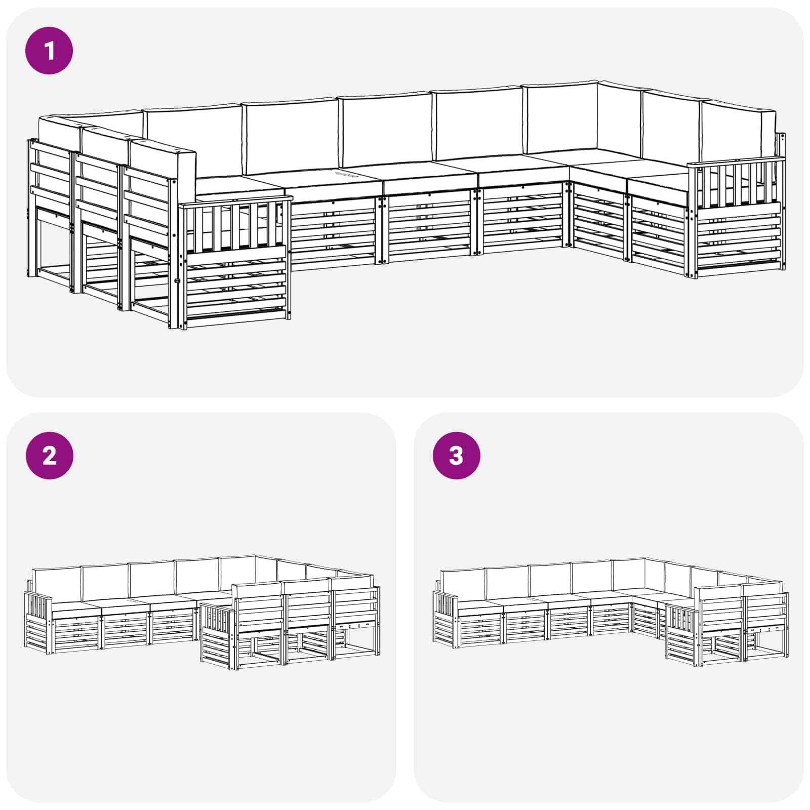 Set vanjskih sofa 7 pcs Bijela i Bež 363 x 187,5 x 73 cm