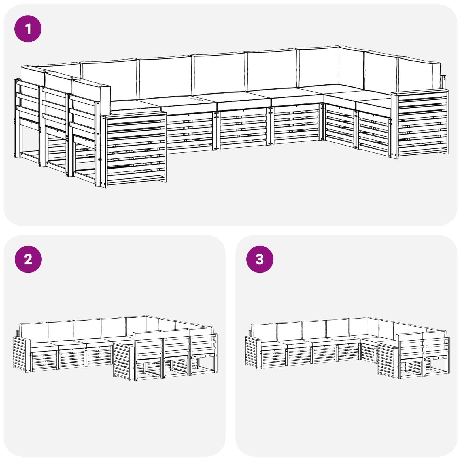 Set vanjskih sofa 10 pcs Bijela i antracit 363 x 191,5 x 73 cm