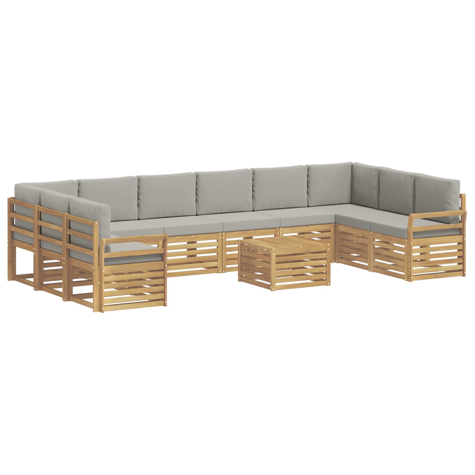 Set vanjskih sofa 11 kom. Bijela i svjetlosiva Poliester