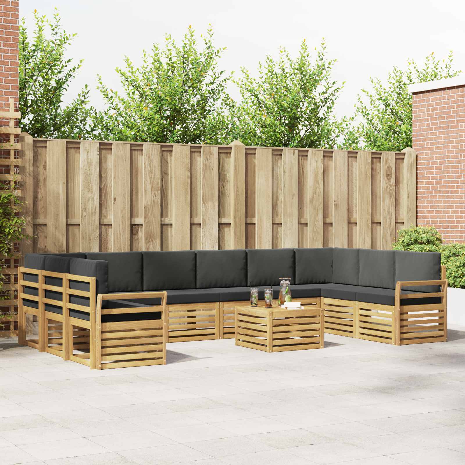 Set vanjskih sofa 11 pcs Bijela i antracit 59 x 59 x 37 cm