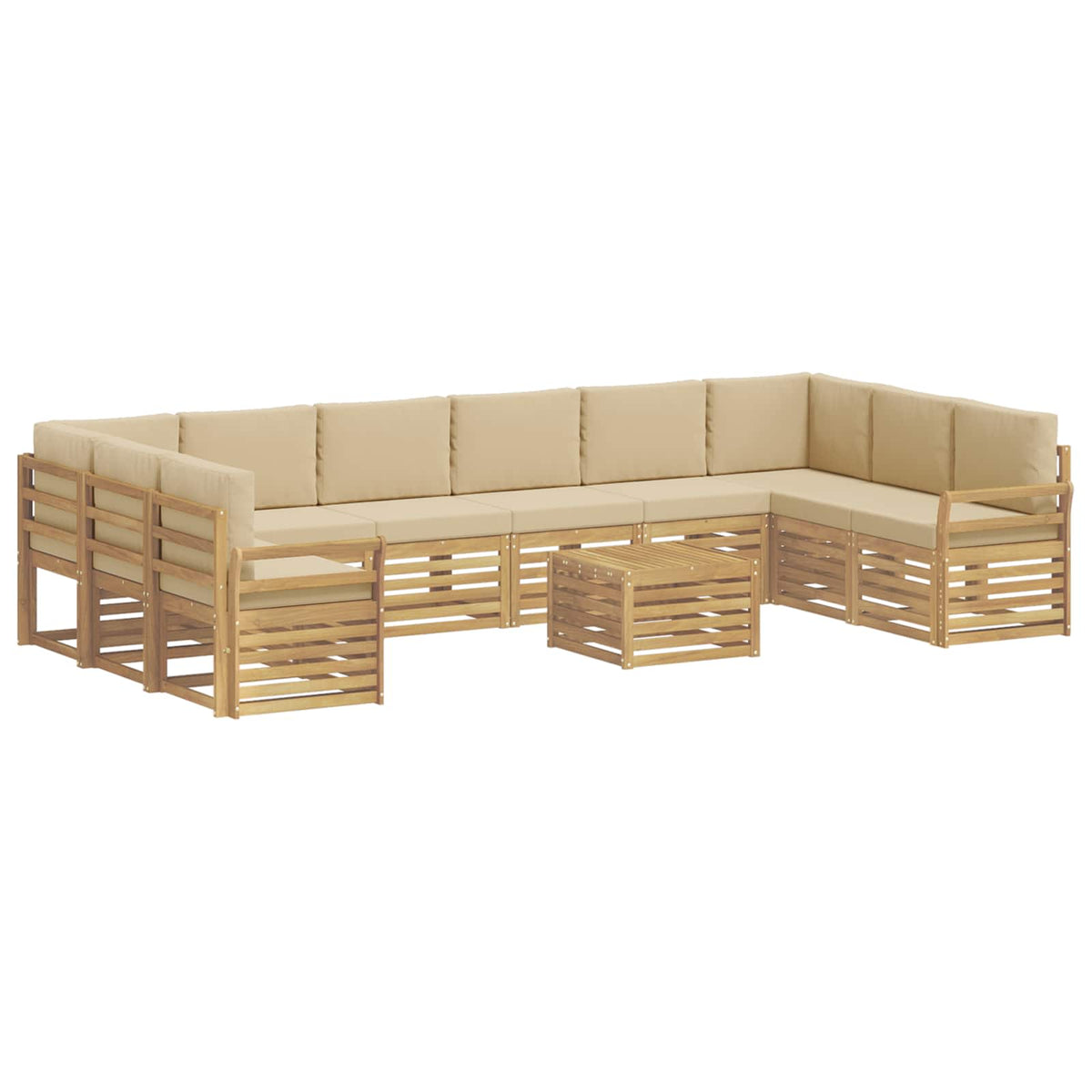 Set vanjskih sofa 11 kom. Bijela i bež Poliester