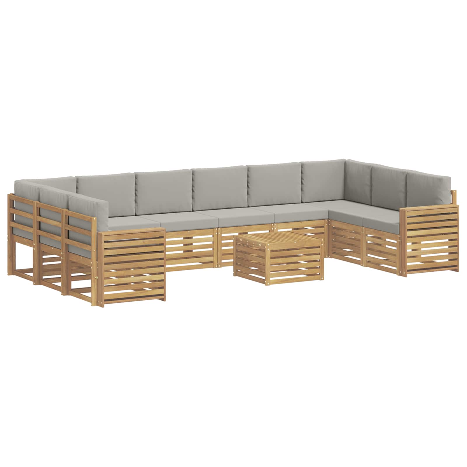 Set vanjskih sofa 11 kom. Bijela i svjetlosiva Poliester