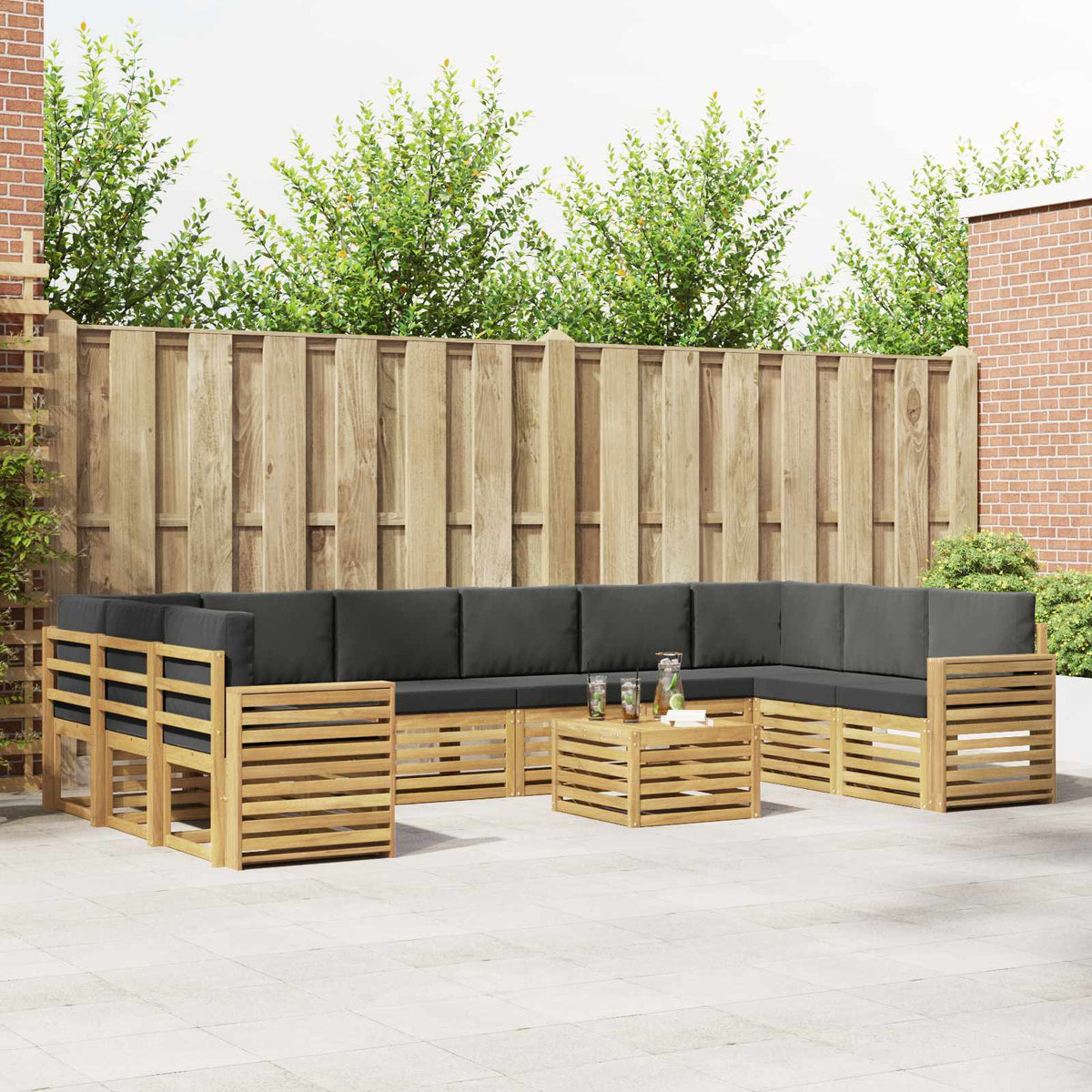 Set vanjskih sofa 11 kom. Bijela i antracit Poliester