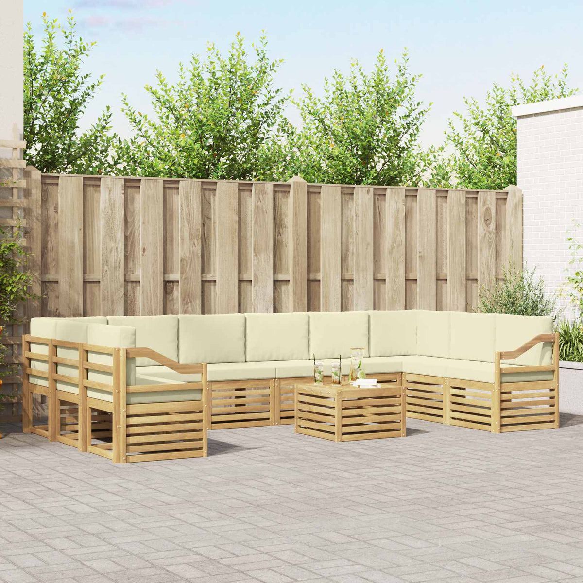 Set vanjskih sofa 11 kom. Bijela i krem Poliester