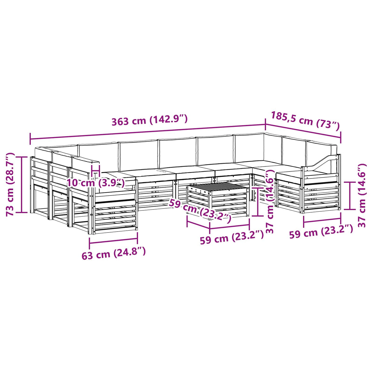 Set vanjskih sofa 11 kom. Bijela i krem Poliester