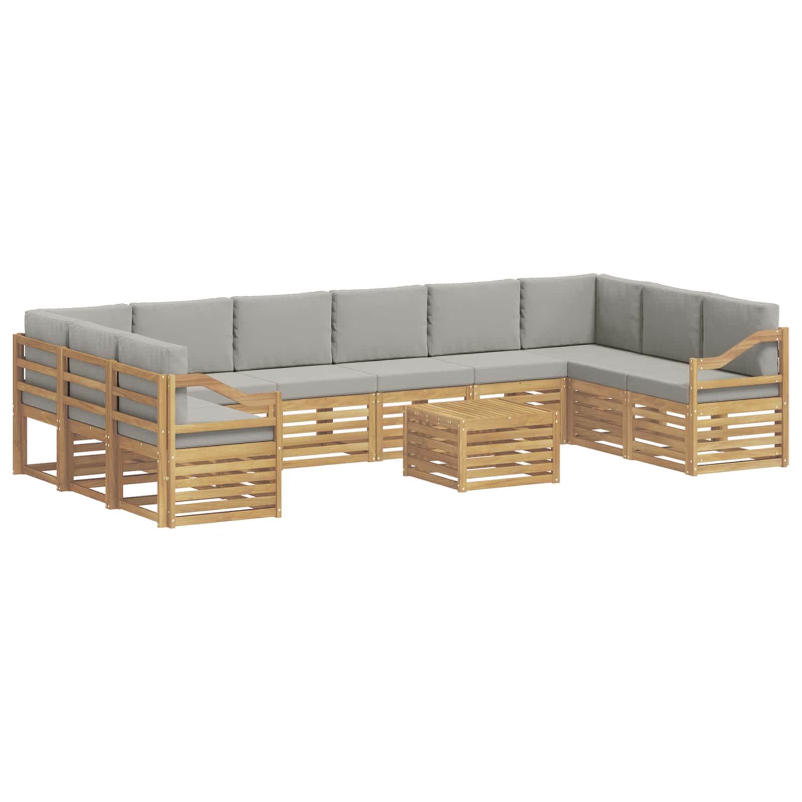 Set vanjskih sofa 11 kom. Bijela i svjetlosiva Poliester