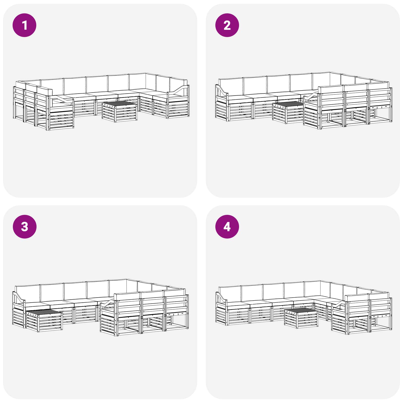 Set vanjskih sofa 8 pcs Bijela i Antracit 59 x 59 x 37 cm