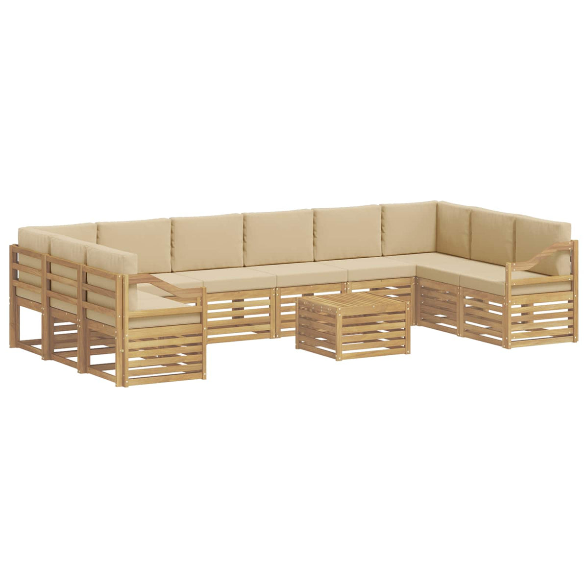 Set vanjskih sofa 11 kom. Bijela i bež Poliester