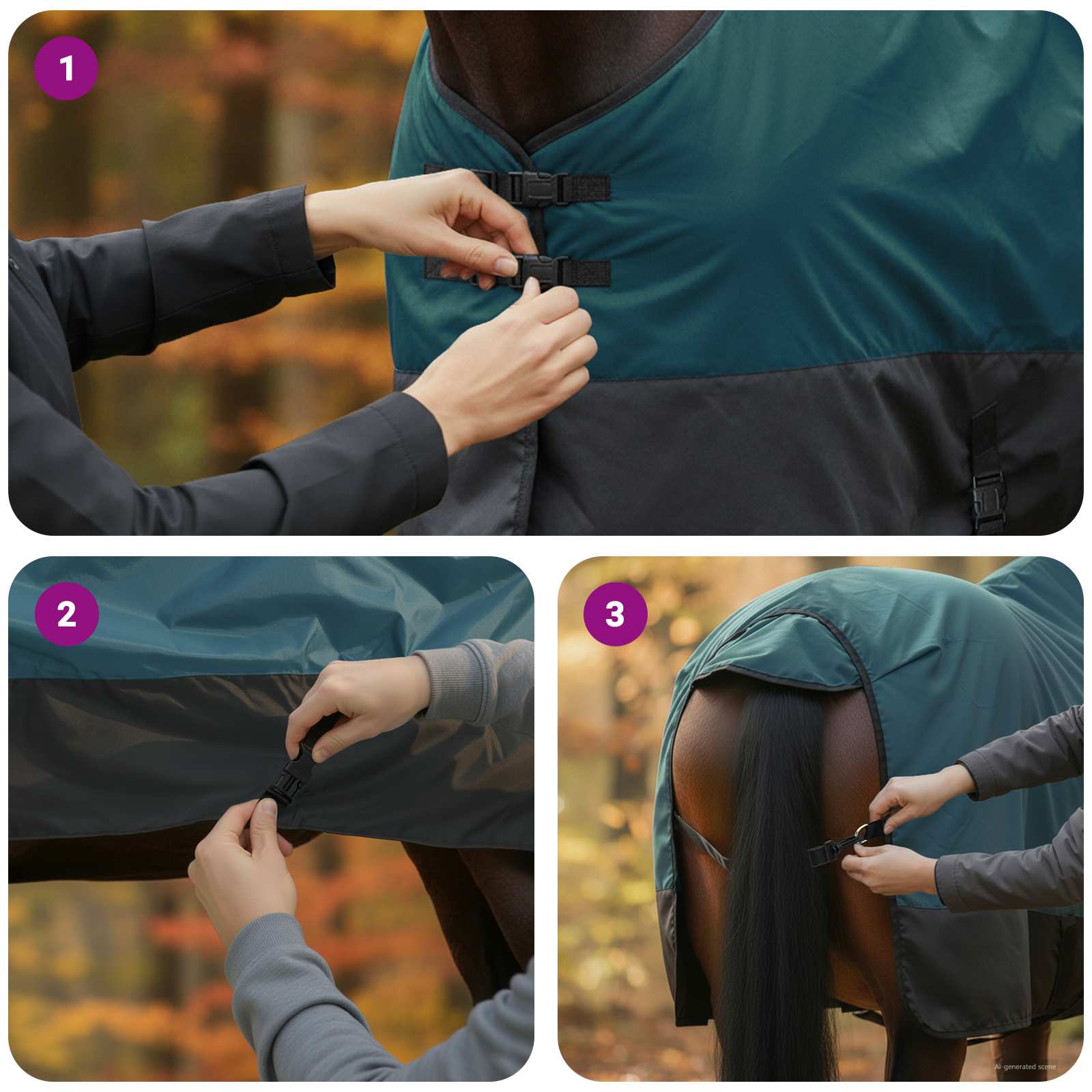 Pokrivač za konje Tamno zelena i crna 115 cm Poliester