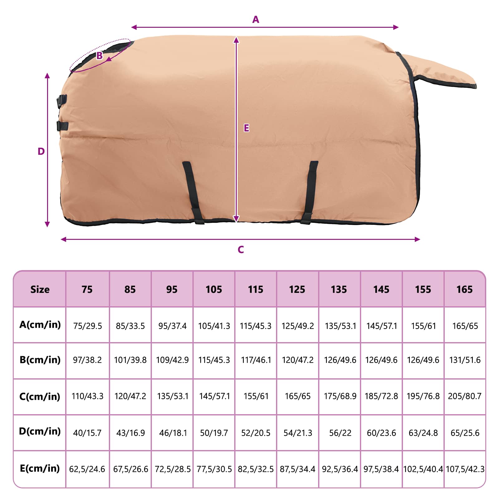 Pokrivač za konje Boja cappuccina 85 cm Poliester