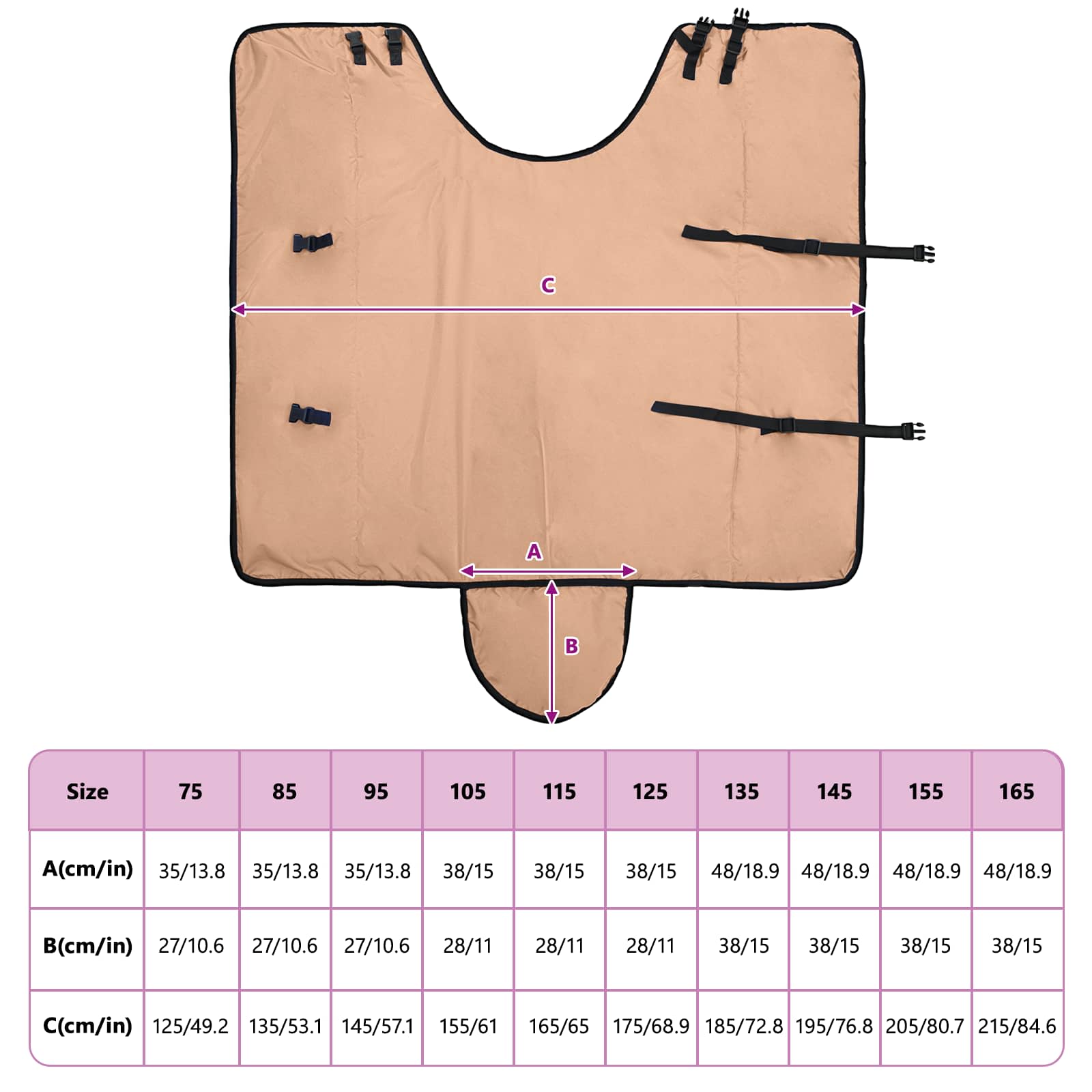 Pokrivač za konje Boja cappuccina 145 cm Poliester
