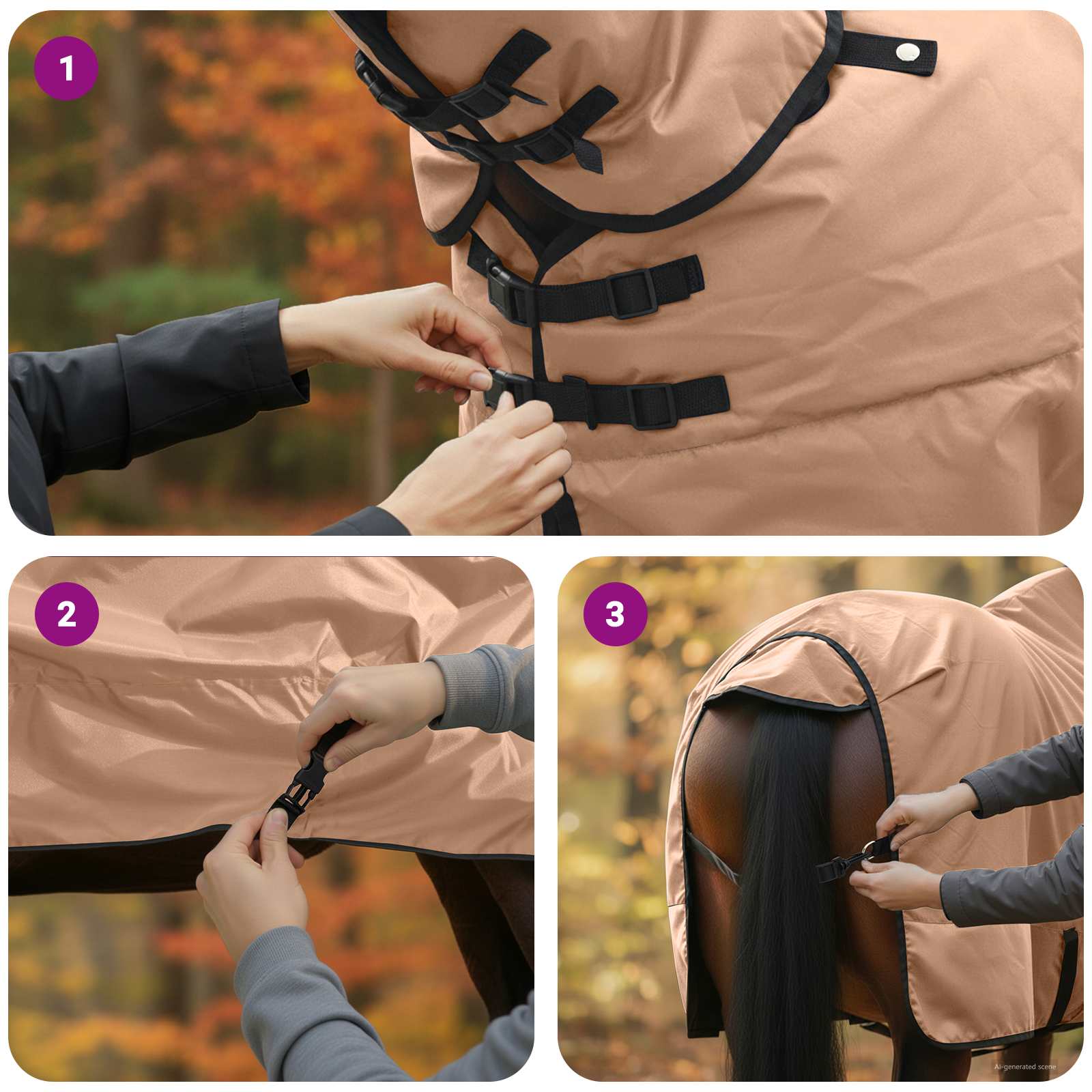 Pokrivač za konje Boja cappuccina 115 cm Poliester