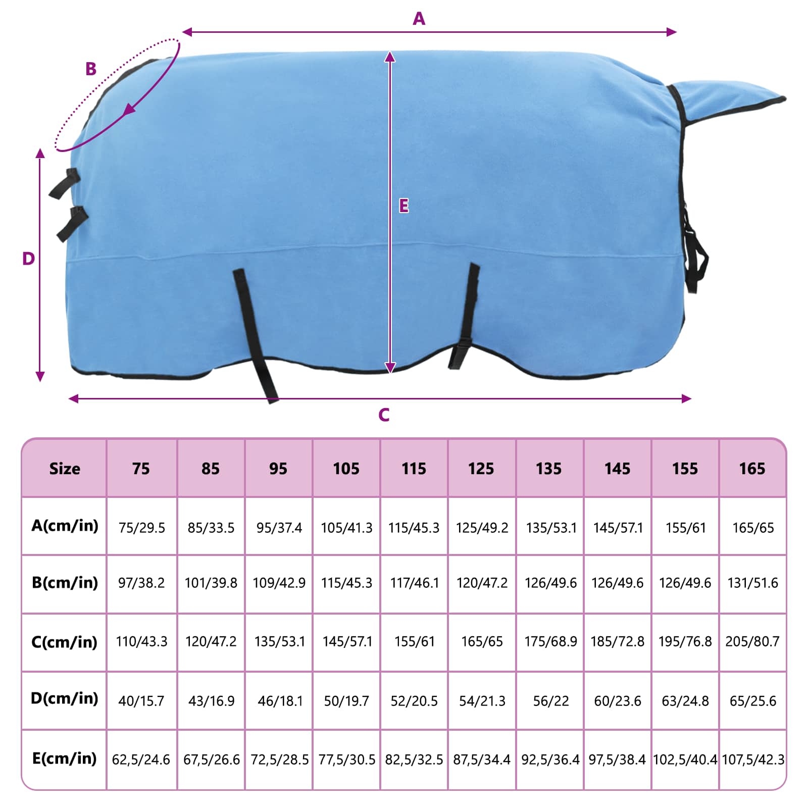 Pokrivač za konje Pun Aqua 165 cm Poliester