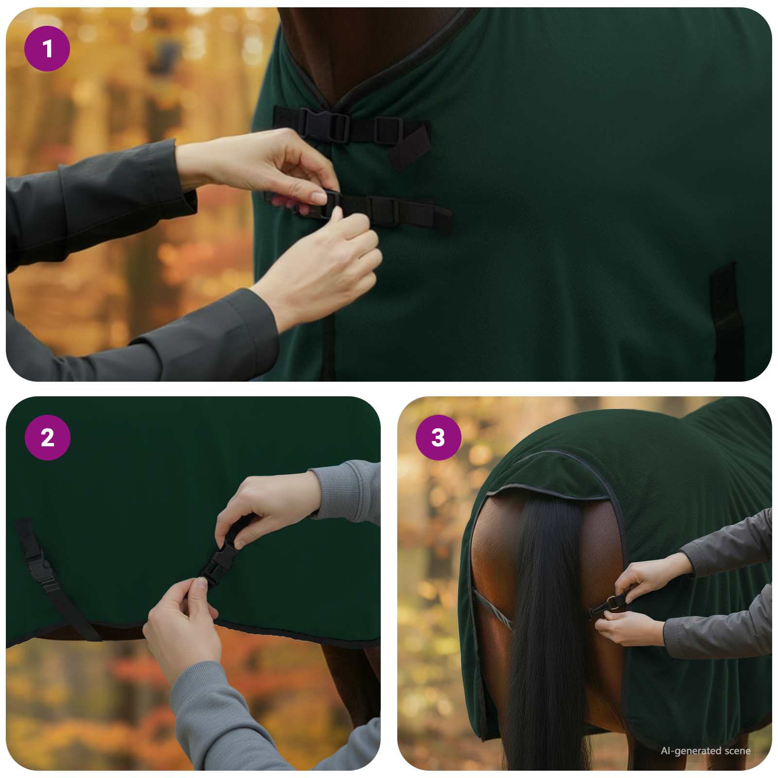Pokrivač za konje Cjela tamno zelena 105 cm Poliester