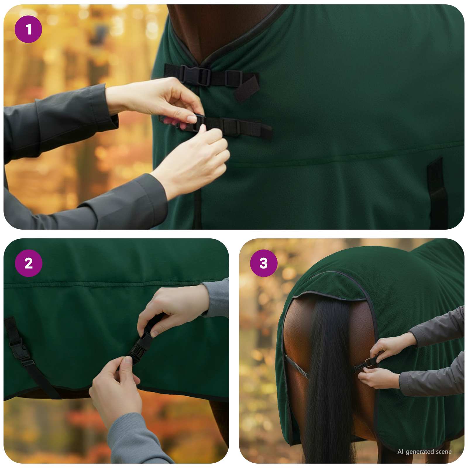 Pokrivač za konje Cjela tamno zelena 135 cm Poliester