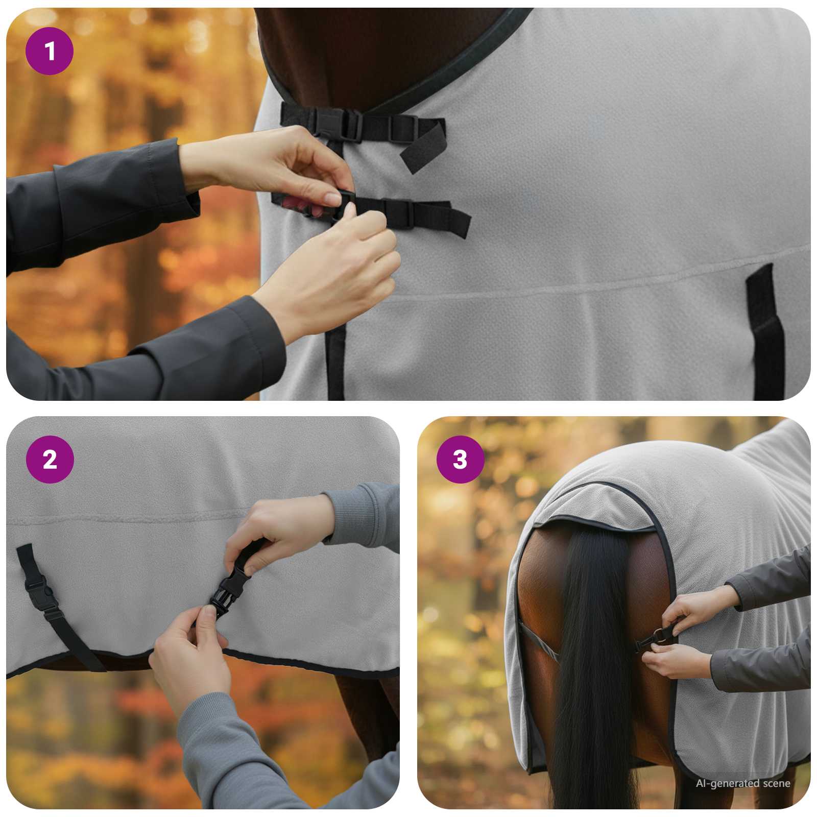Pokrivač za konje Cjela svijetlo siva i roza 155 cm Poliester