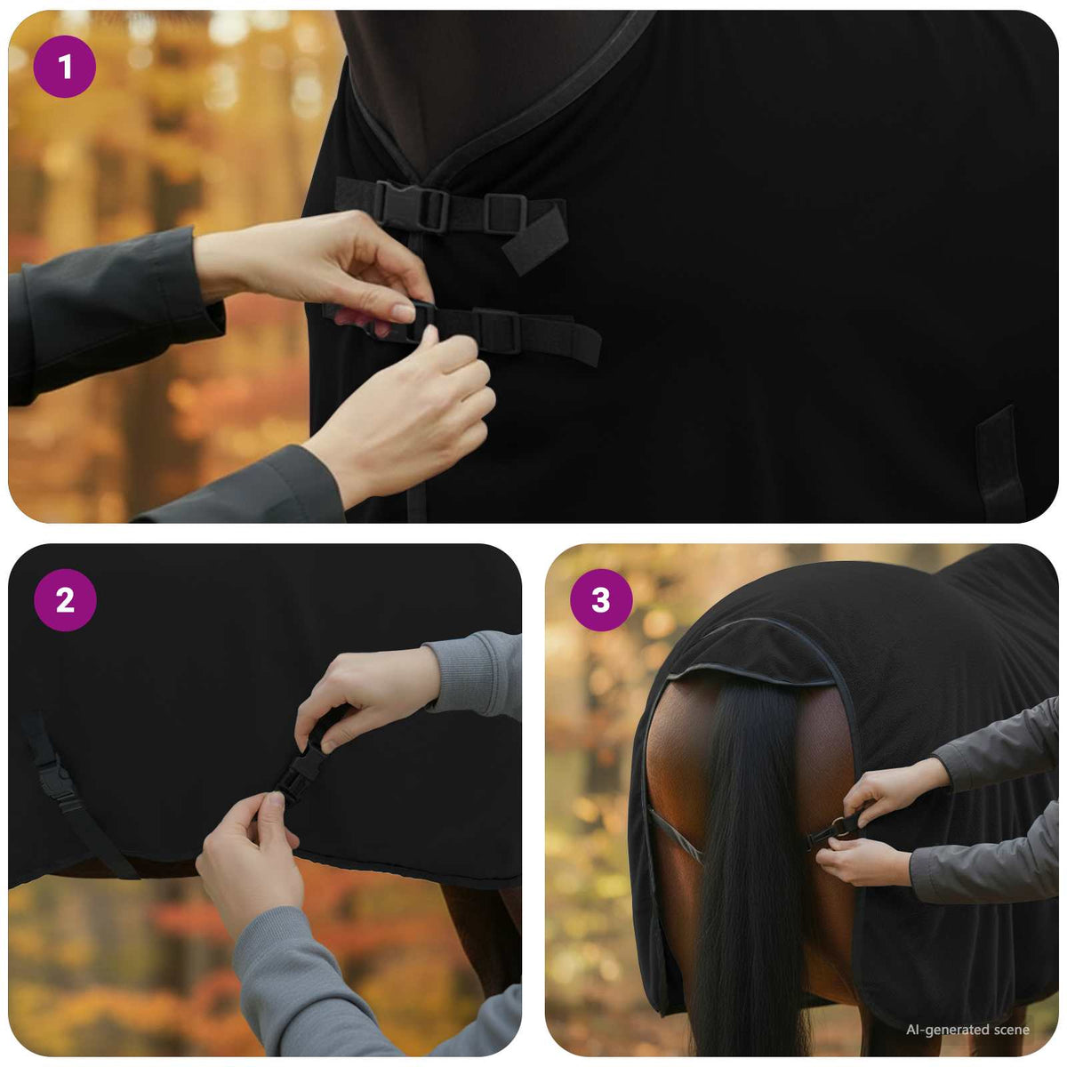 Pokrivač za konje Crna 105 cm Poliester