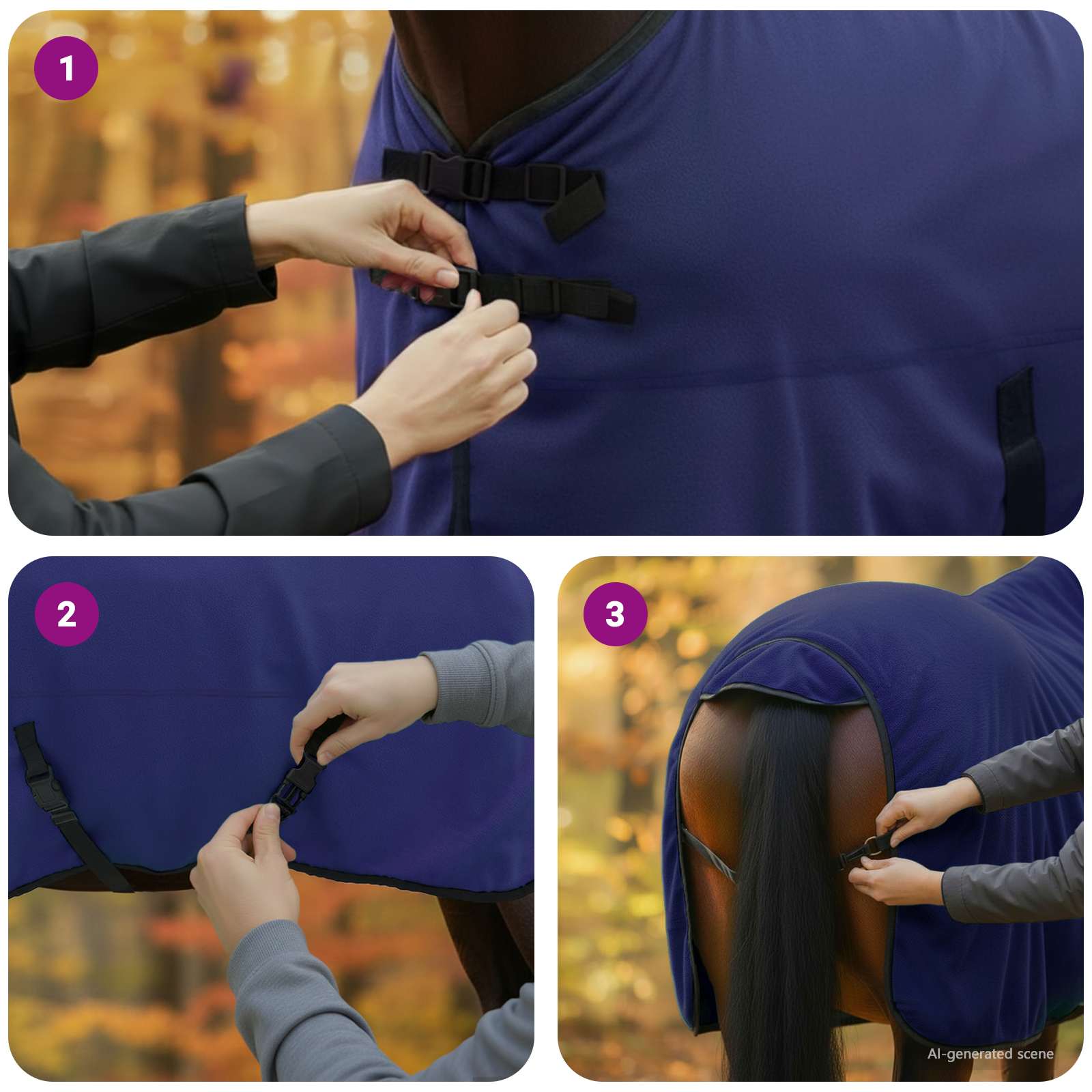 Pokrivač za konje Mornarsko plava 155 cm Poliester
