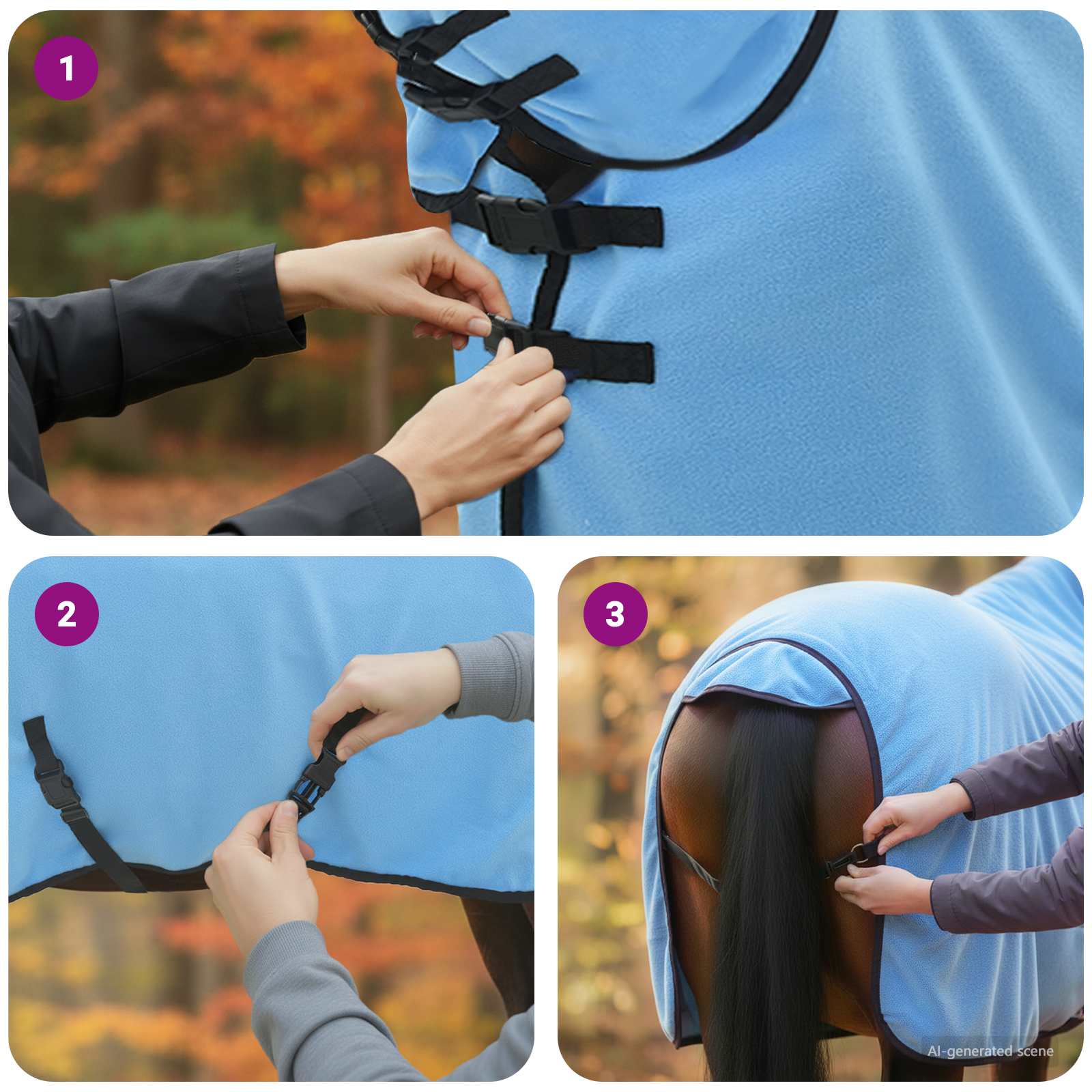 Pokrivač za konje Pun Aqua 75 cm Poliester