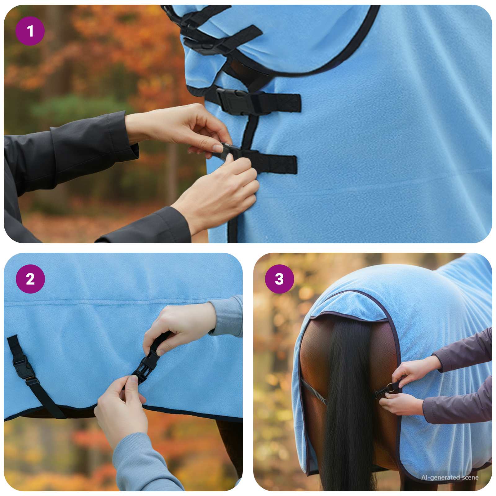 Pokrivač za konje Pun Aqua 135 cm Poliester