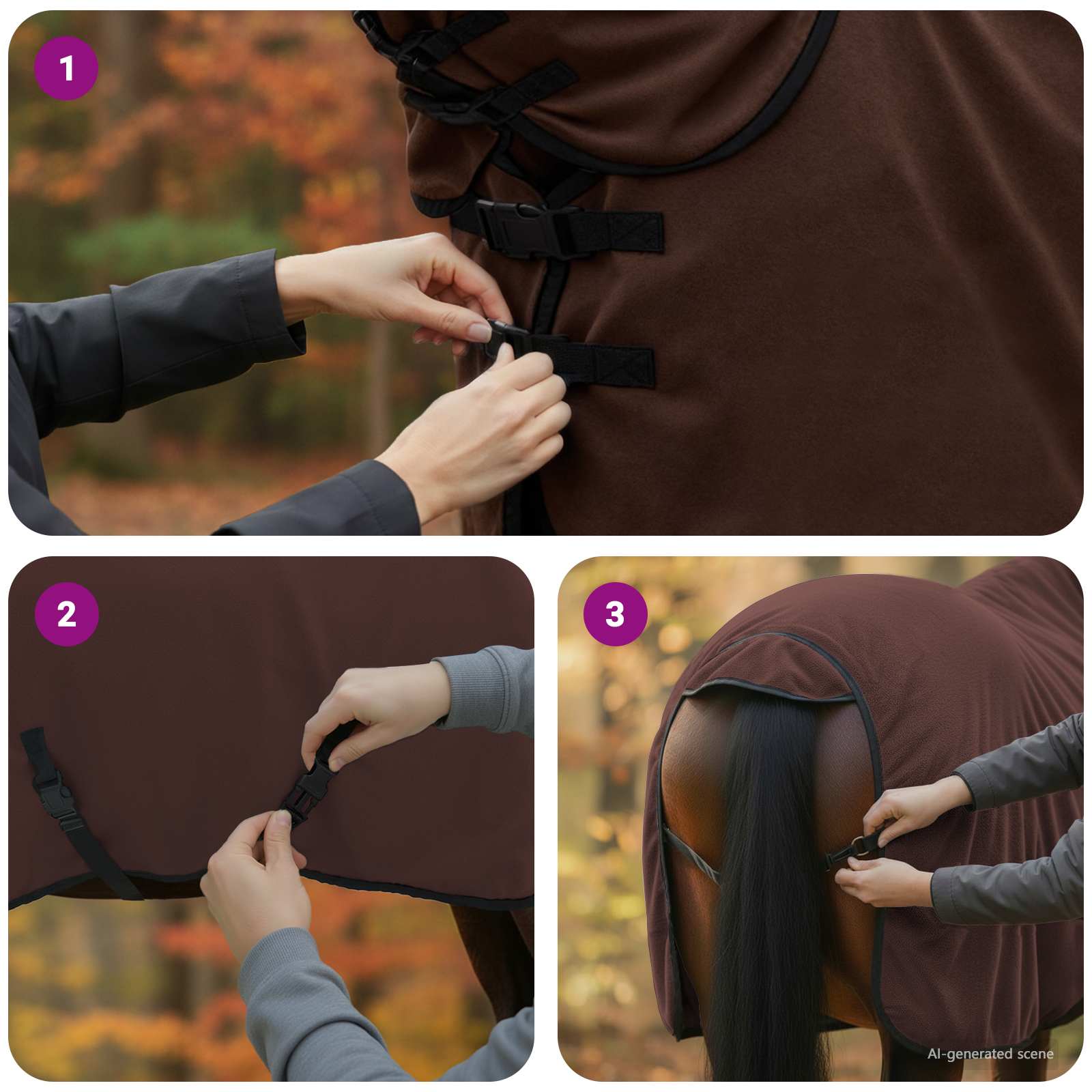 Pokrivač za konje Puni tamnosmeđi 85 cm Poliester