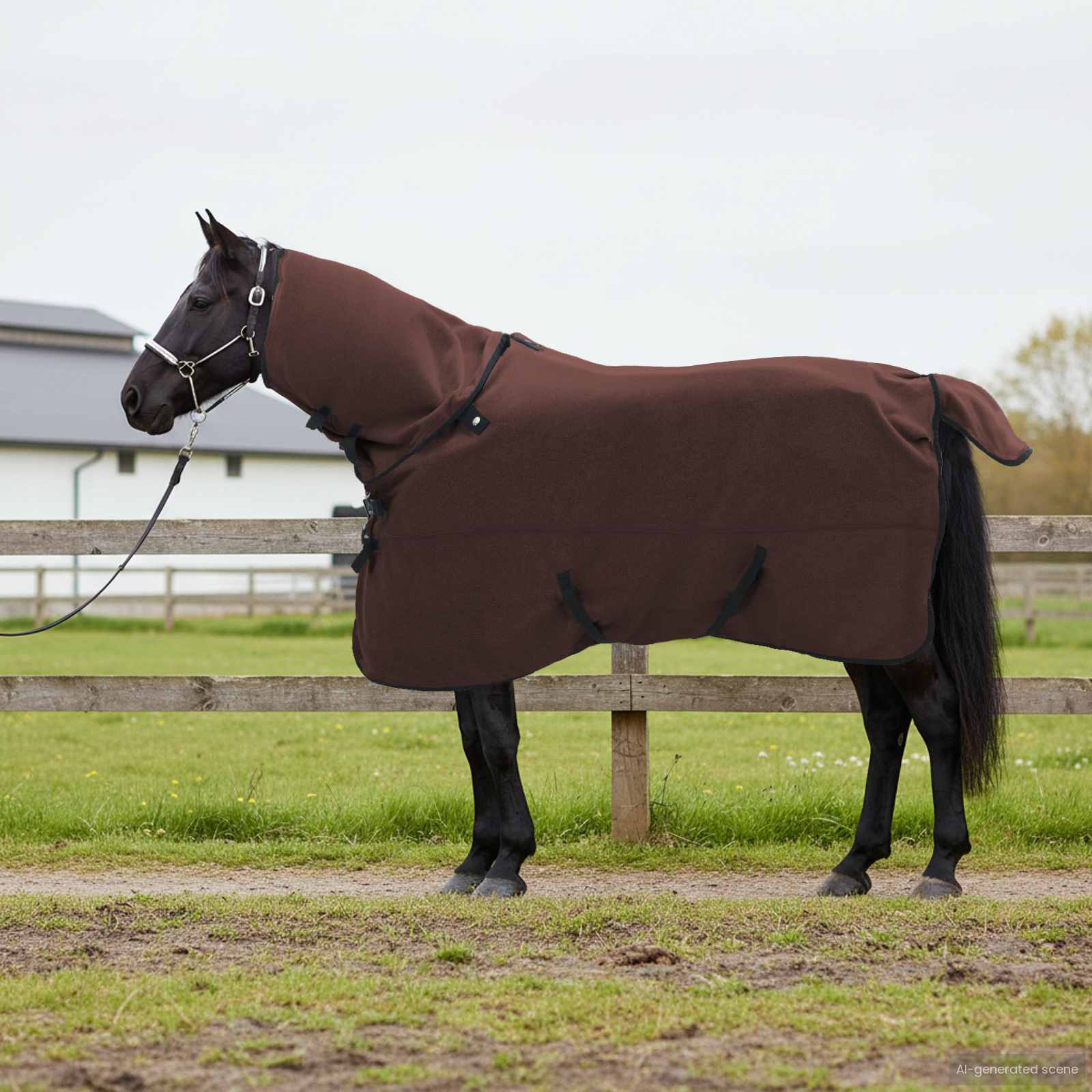 Pokrivač za konje Puni tamnosmeđi 165 cm Poliester