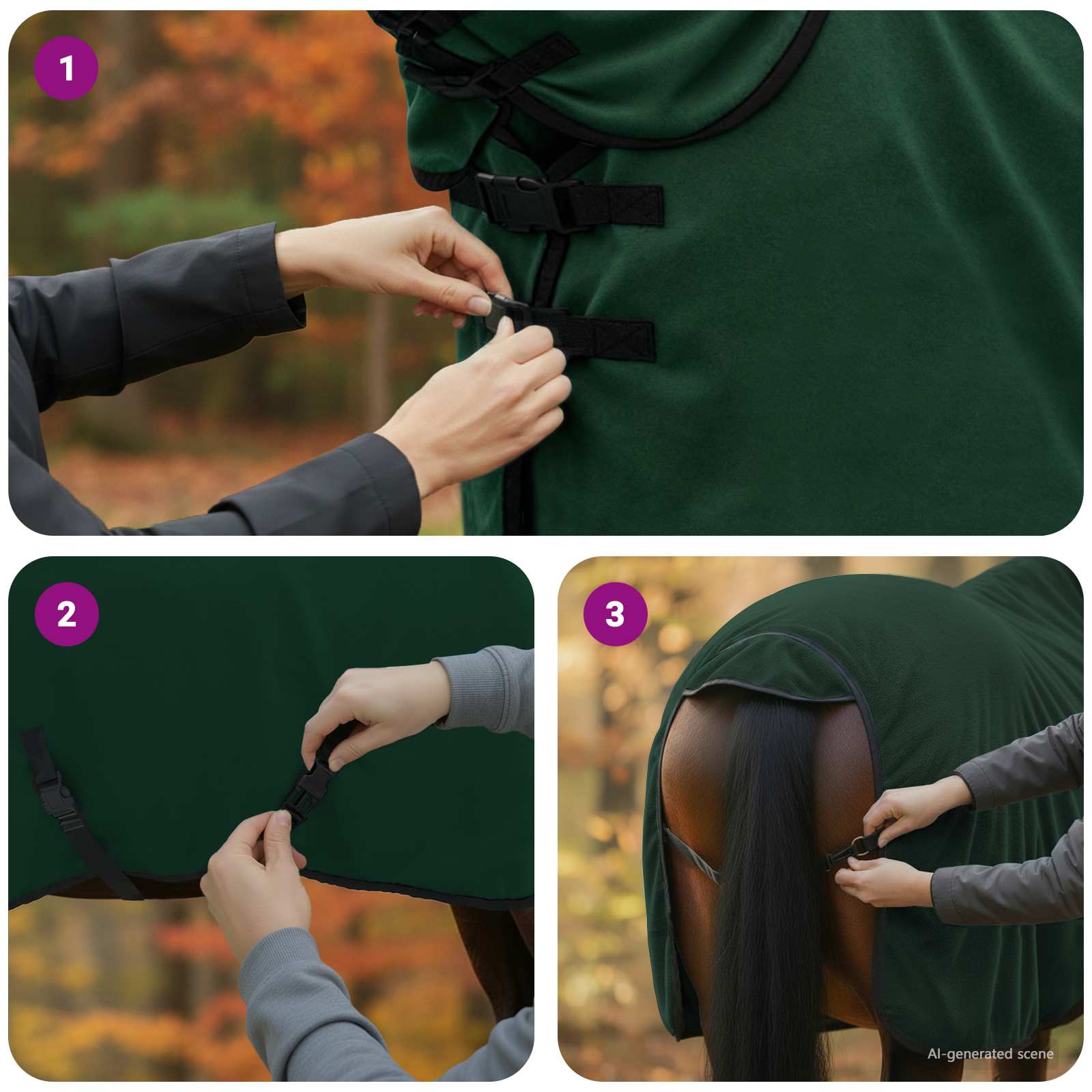 Pokrivač za konje Cjela tamno zelena 115 cm Poliester