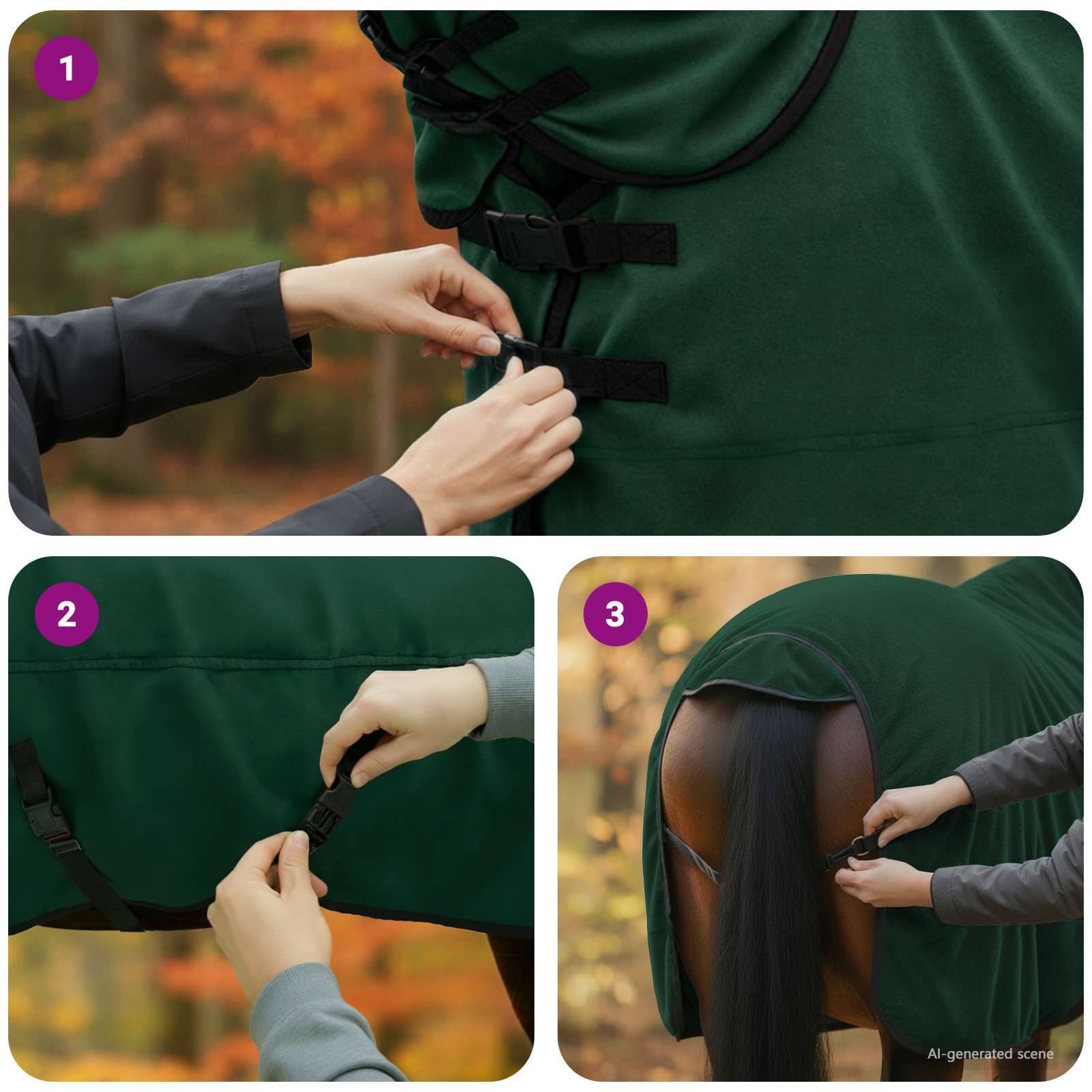 Pokrivač za konje Cjela tamno zelena 145 cm Poliester