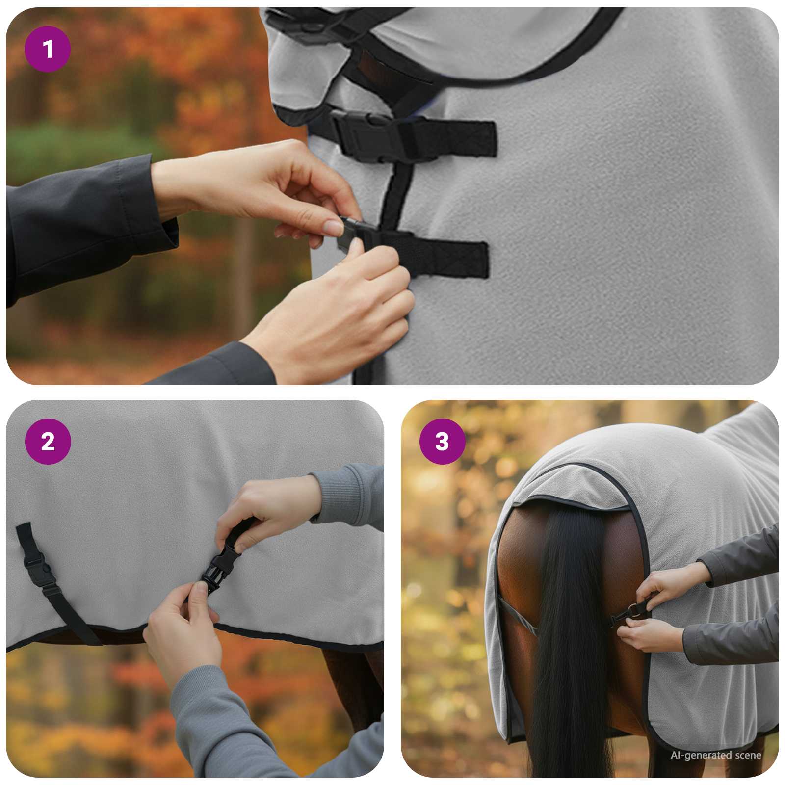 Pokrivač za konje Cjela svijetlo siva i roza 105 cm Poliester