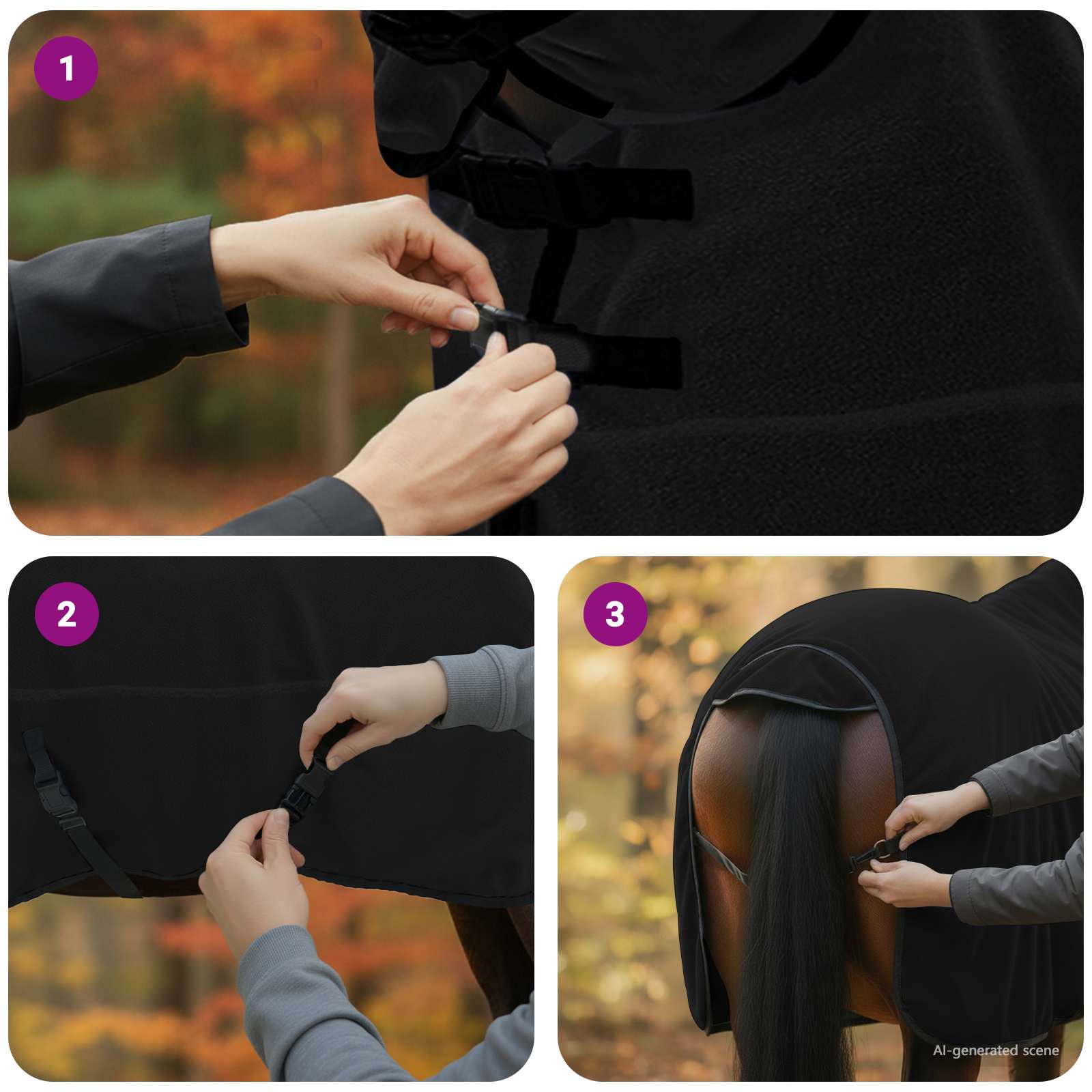 Pokrivač za konje Crna 125 cm Poliester