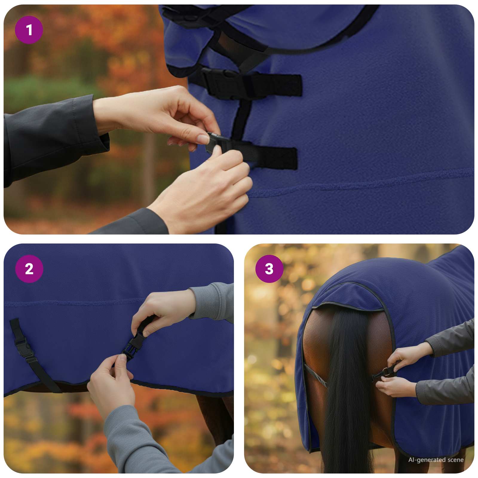 Pokrivač za konje Mornarsko plava 155 cm Poliester