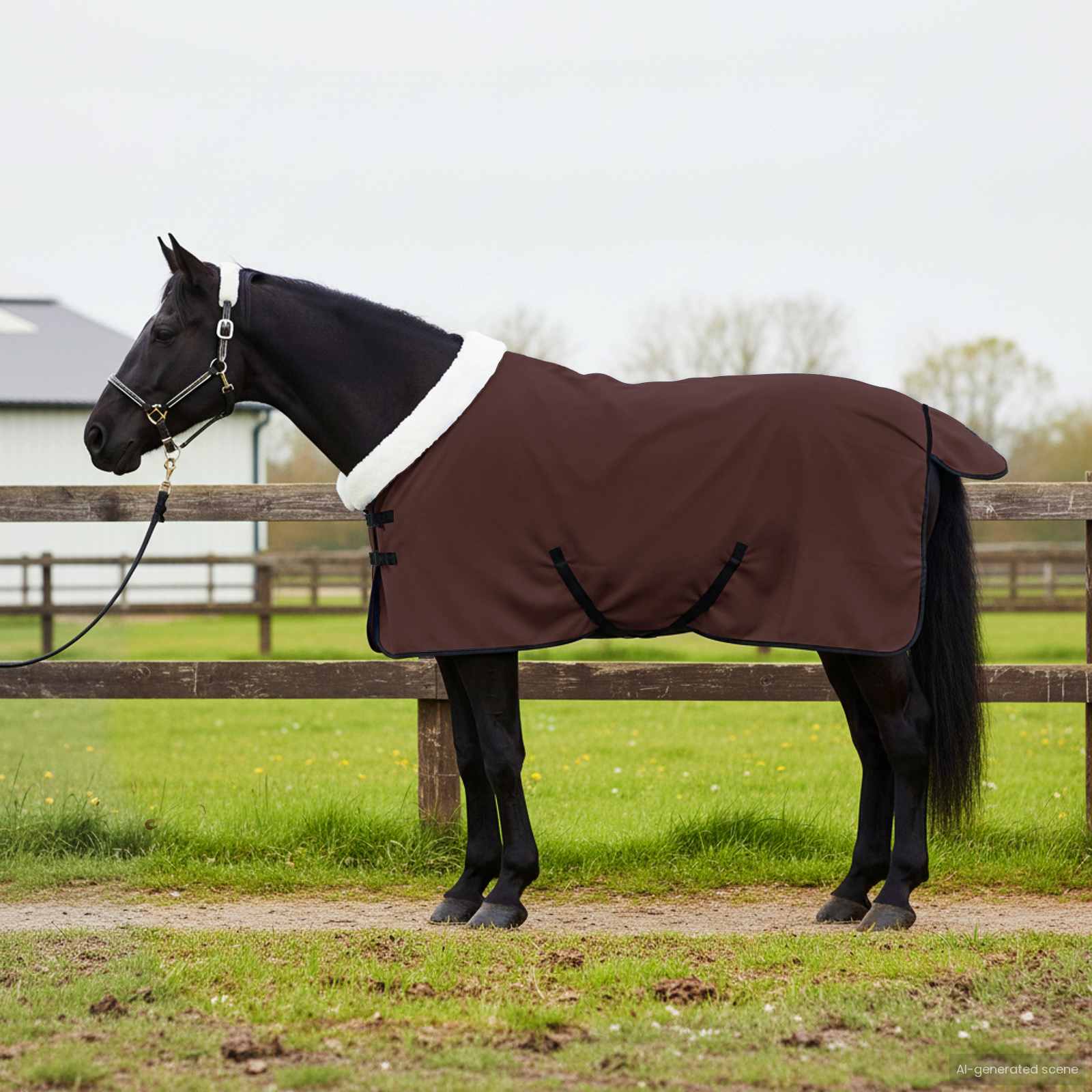 Pokrivač za konje Puni tamnosmeđi 85 cm Polartec