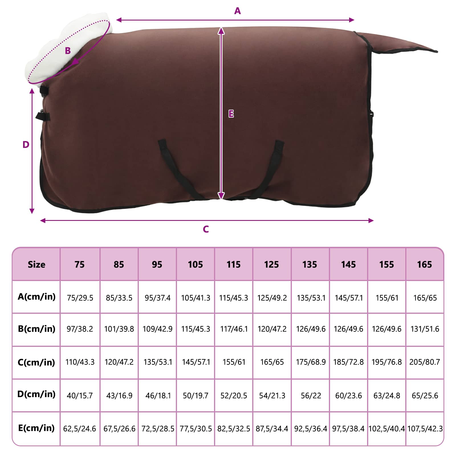 Pokrivač za konje Puni tamnosmeđi 115 cm Polartec