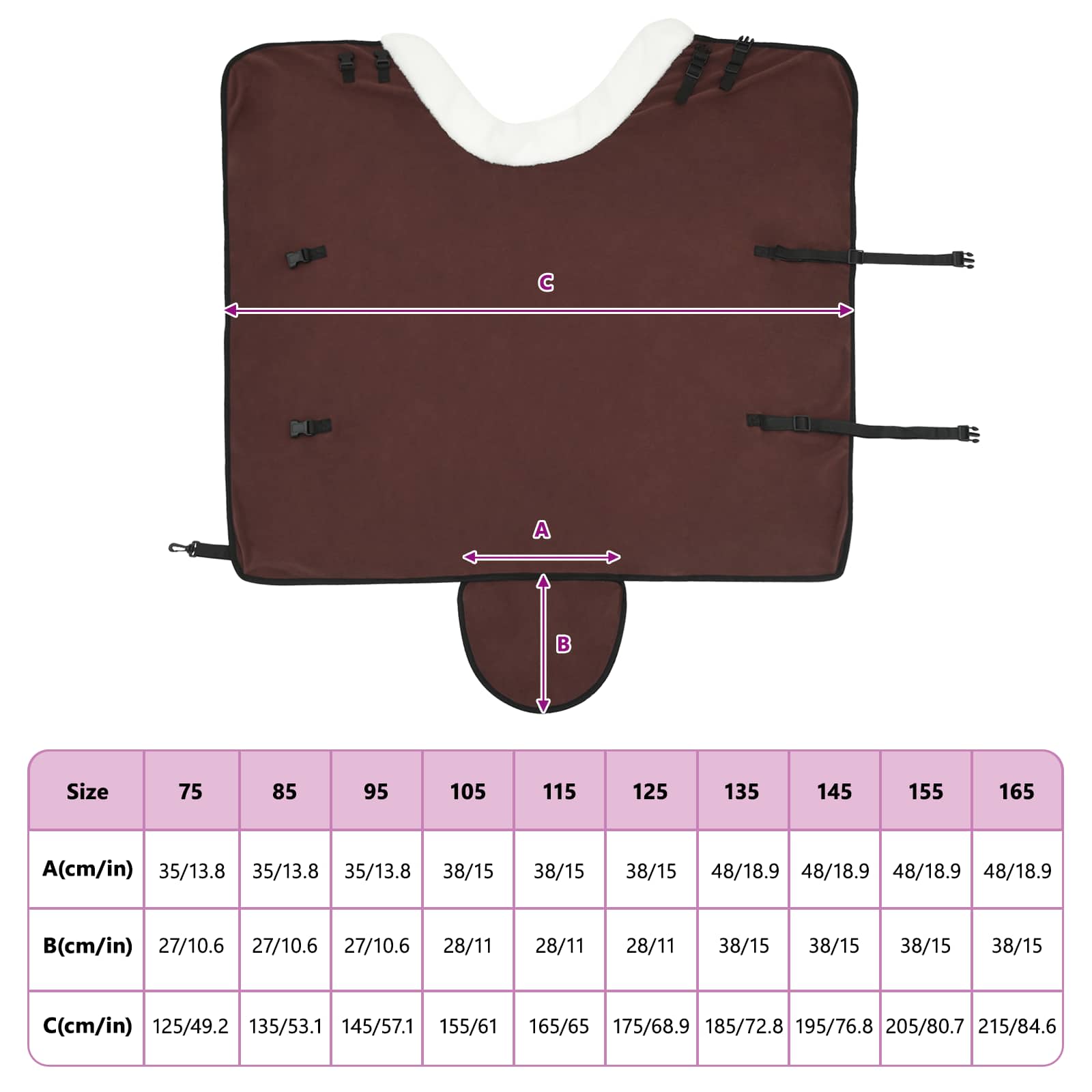 Pokrivač za konje Puni tamnosmeđi 115 cm Polartec