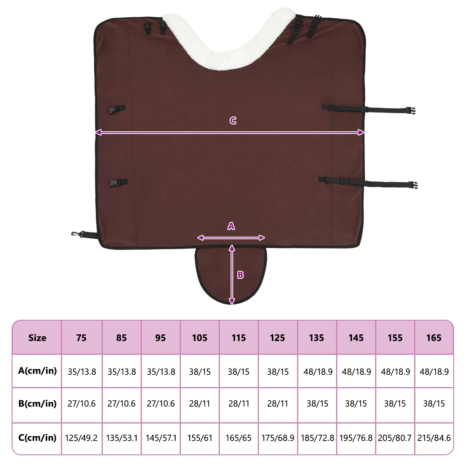 Pokrivač za konje Puni tamnosmeđi 155 cm Polartec