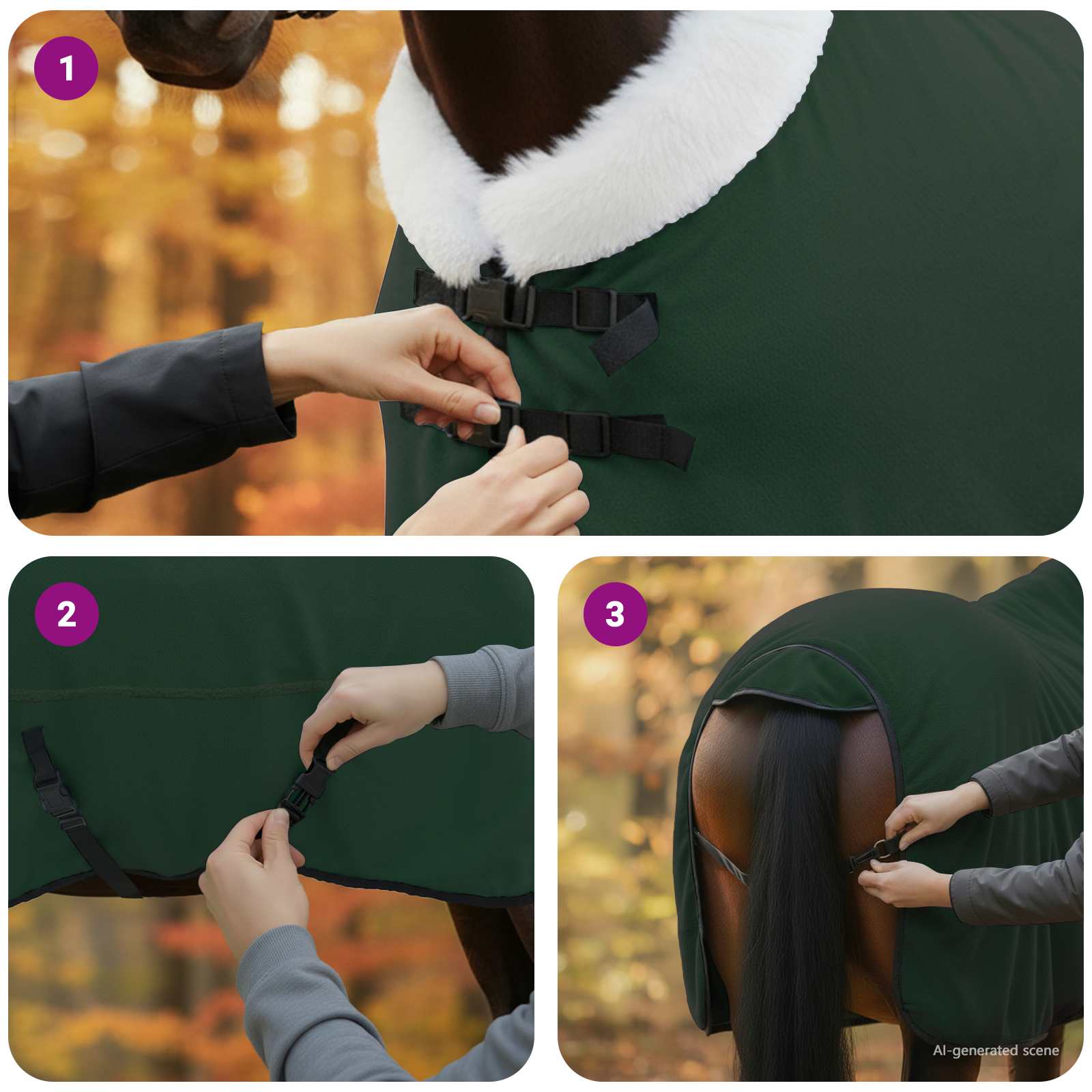 Pokrivač za konje Cjela tamno zelena 165 cm Polartec