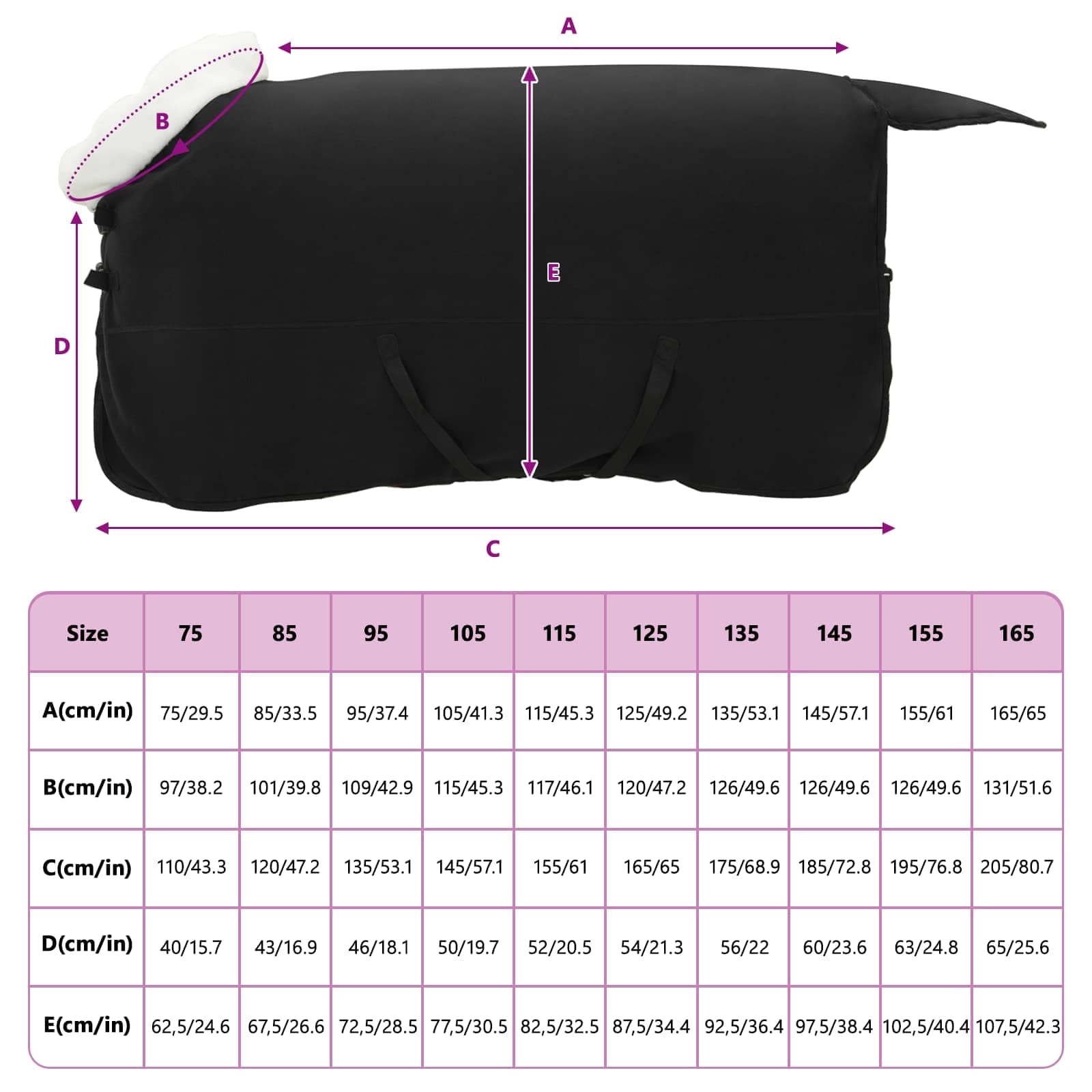 Pokrivač za konje Crna 155 cm Polartec