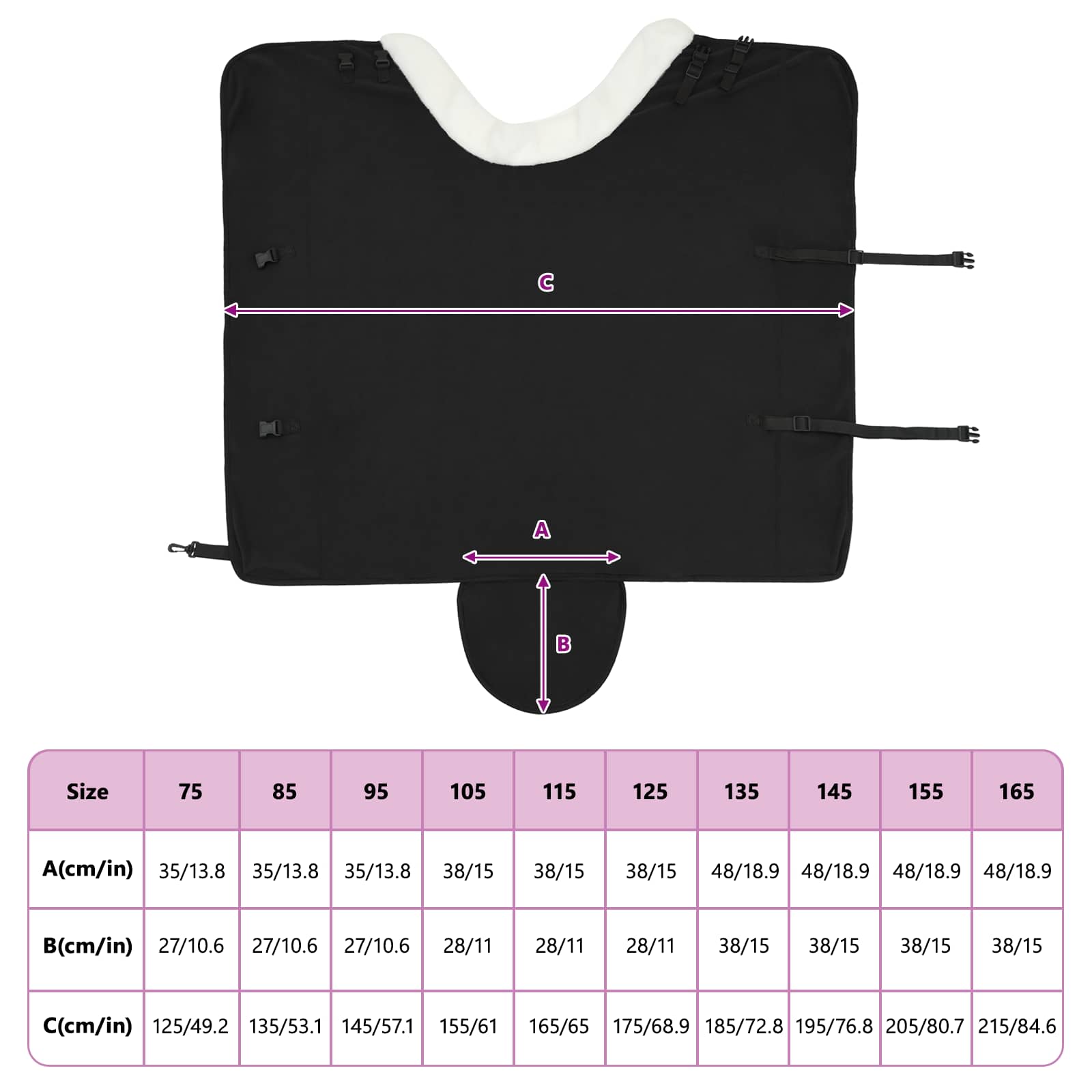 Pokrivač za konje Crna 155 cm Polartec