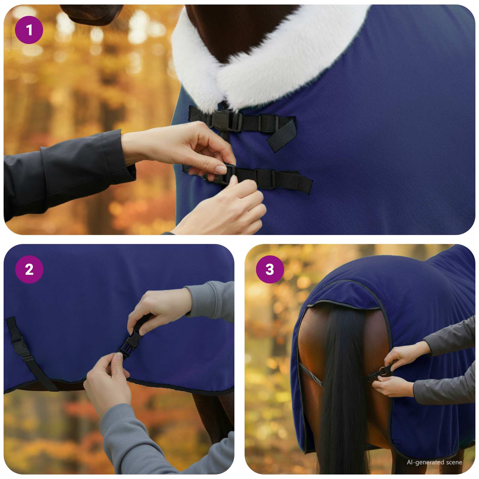 Pokrivač za konje Mornarsko plava 85 cm Polartec