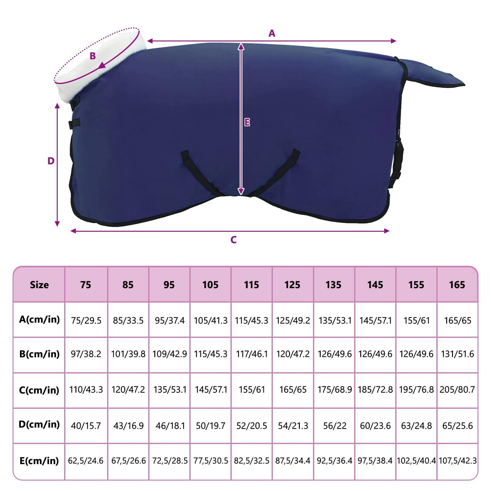 Pokrivač za konje Mornarsko plava 105 cm Polartec