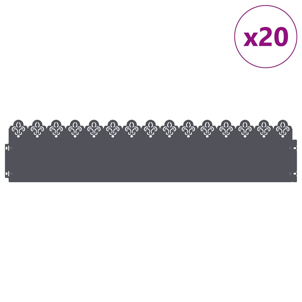 Rubnjaci za travnjak 20 pcs Antracit 103 x 0,05 x 22 cm Čelik