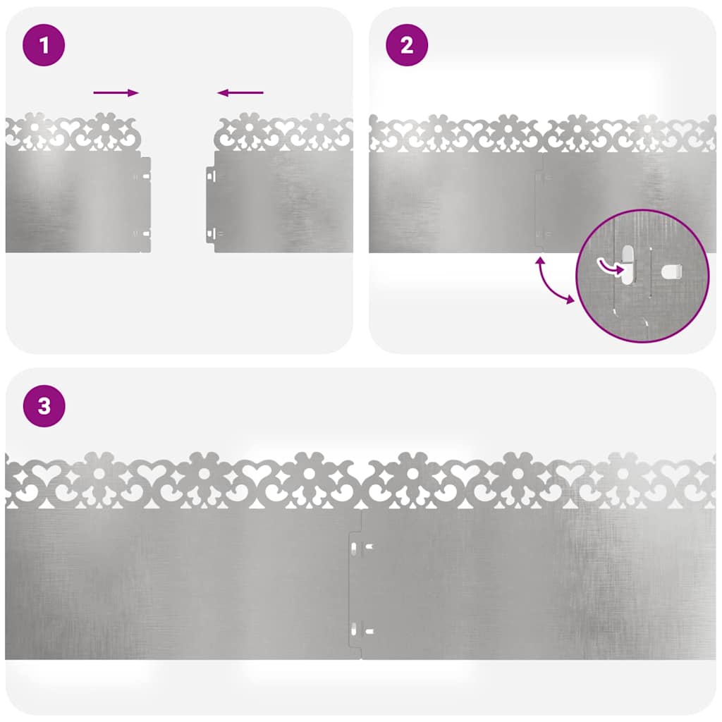 Rubnjaci za travnjak 20 pcs Srebrno 103 x 0,05 x 22 cm