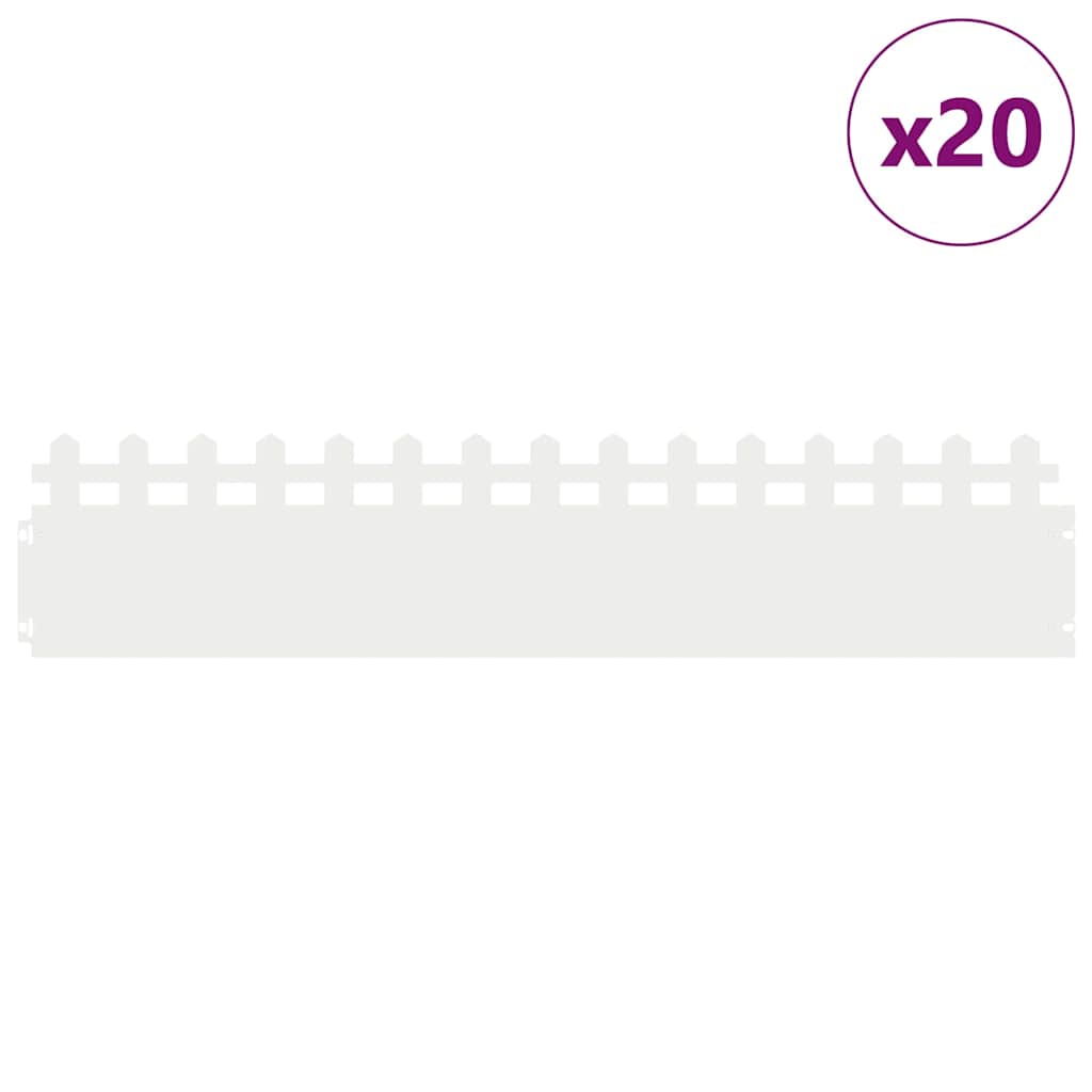 Rubnjaci za travnjak 20 kom. 103 x 0,05 x 22 cm Čelik Bijela