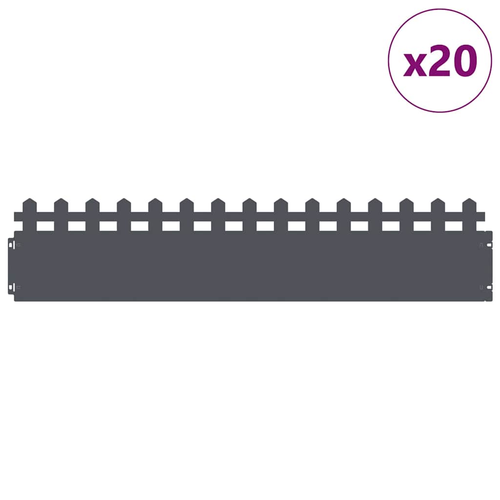 Rubnjaci za travnjak 20 kom. 103 x 0,05 x 22 cm Čelik Antracit