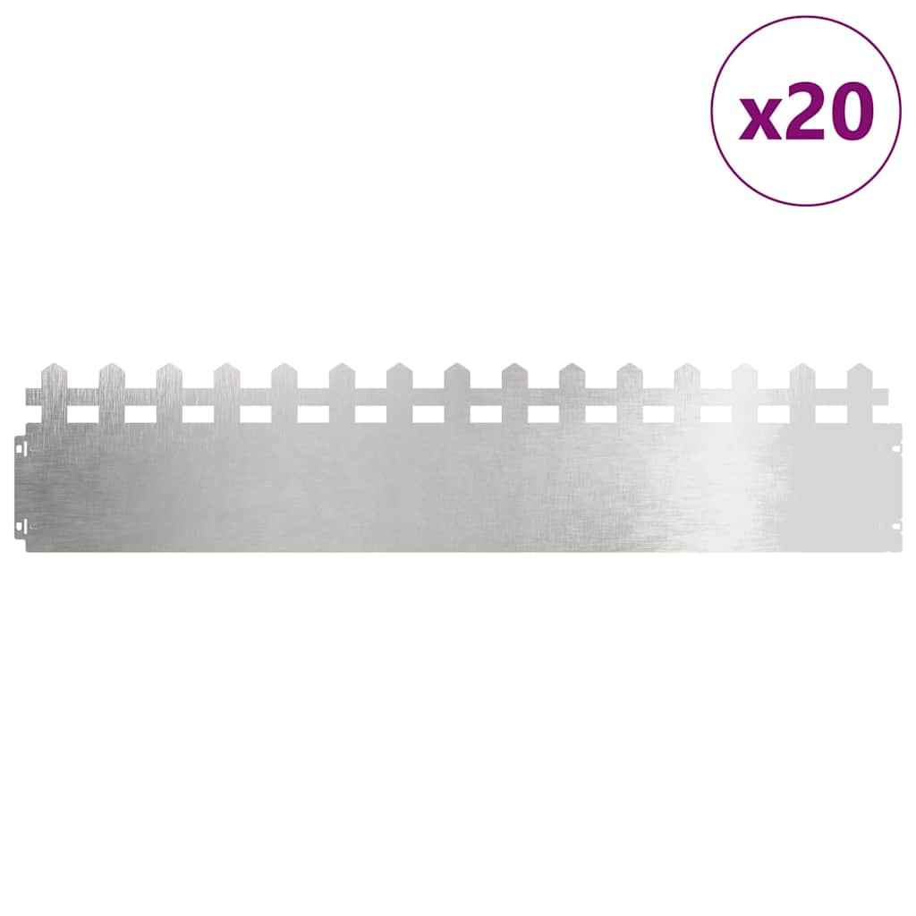 Rubnjaci za travnjak 20 kom. 103 x 0,05 x 22 cm Srebrna