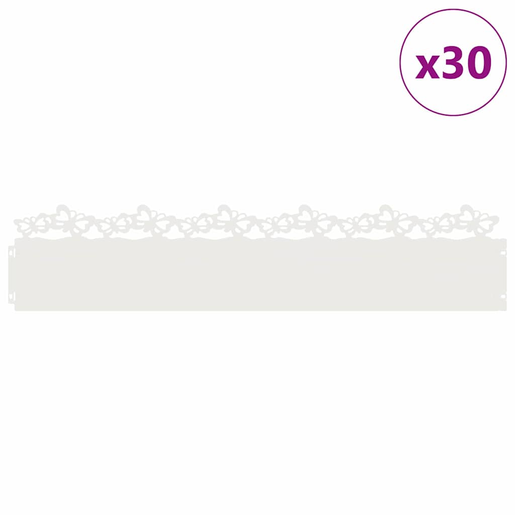 Rubnjaci za travnjak 30 pcs Bijelo 103 x 0,05 x 22 cm Čelik